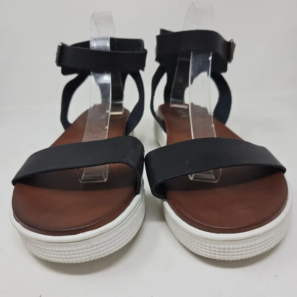 MIA Ellen Platform Black Strqppy Leather Sandals Buckled Ankle Strap Size‎ US10